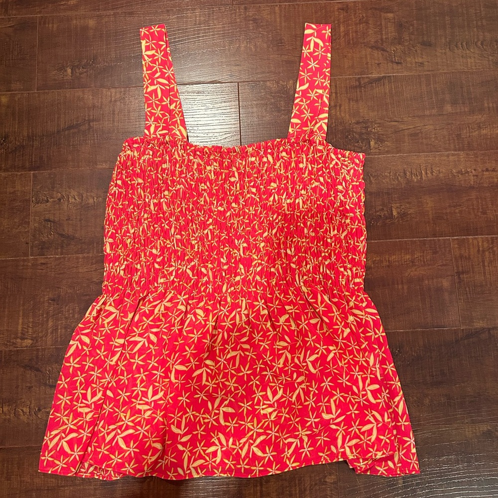 Rose & Olive Red and Yellow Patterned Blouse